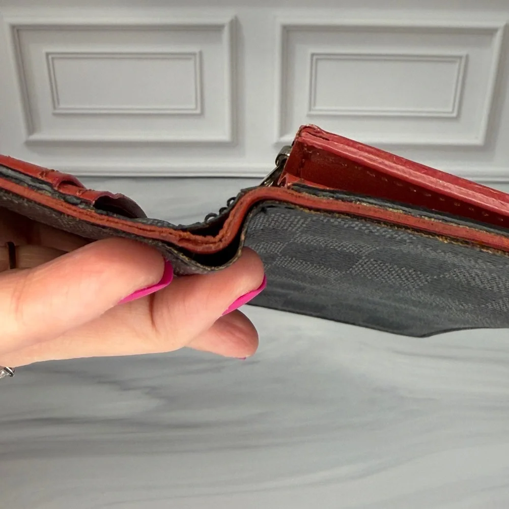Louis Vuitton Damier Graphite Brazza Bifold Wallet With Red Trim & Interior